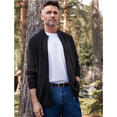 Кардиган плотной вязки на металлической молнии