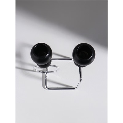 Подсвечник на 2 свечи «Шары. Абстракция», d=2.2 см, чёрный и хром, 11.5×7×16.2 см