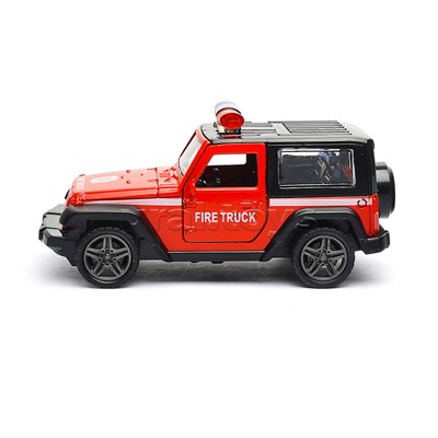 Красная инерционная служебная машинка Джип die-cast,1:32, открывающиеся двери