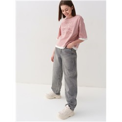 Брюки текстильные джинсовые для девочек