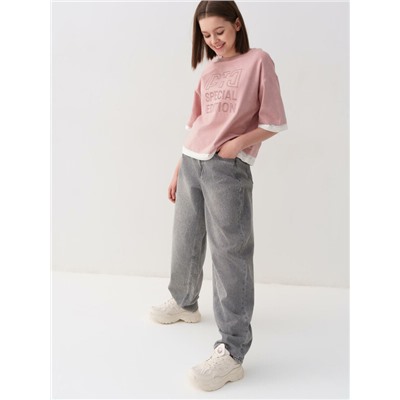 Брюки текстильные джинсовые для девочек