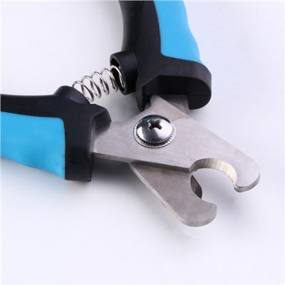 Когтерез боковой с нескользящими ручками, большой, отверстие 15 мм, чёрно-голубой