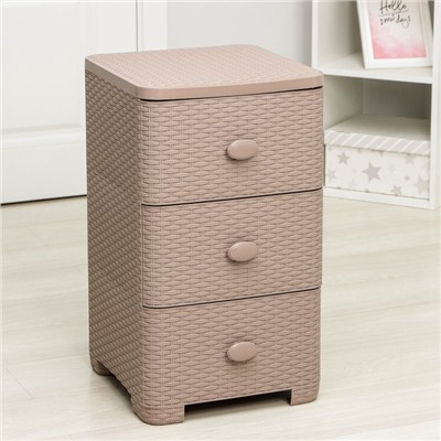 УЦЕНКА Комод 3-х секционный «Плетенка», 37.5×36×63 см, какао