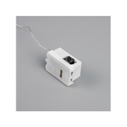 Гирлянда «Нить» 2 м роса. IP20, нить серебристая, 20 LED, 4.6 В, AG13×3 (в комплекте), 3 режима, свечение синее