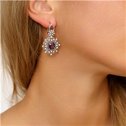 Комплект ювелирной бижутерии Итальянское золото (покрытие желтое 14к), серьги висячие и кольцо 18 р, покрытие позолота и посеребрение, вставка: фианиты, цвет: прозрачный и сиреневый, арт. 213.042-18