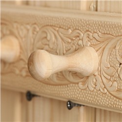 Вешалка для бани и сауны «Русские узоры», 20×2.5×6.5 см, деревянная, настенная, 2 крючка, «Добропаровъ»