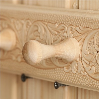 Вешалка для бани и сауны «Русские узоры», 20×2.5×6.5 см, деревянная, настенная, 2 крючка, «Добропаровъ»