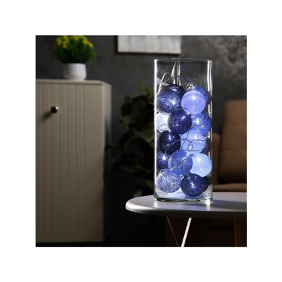 Гирлянда «Нить» 5 м с насадками «Клубки кофейные», IP20, прозрачная нить, 20 LED, свечение белое, 220 В