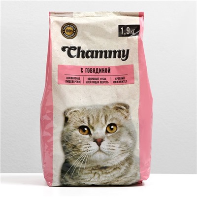 Сухой корм Chammy для кошек, говядина, 1.9 кг