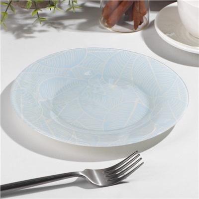 Тарелка «Ливс», d=19.5 см, стекло, голубая