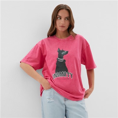 Футболка женская из вареного хлопка MIST Insanity, розовая, размер 42-44