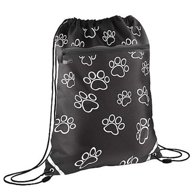 Сумка для сменной обуви 36х48 см "ЛАПКИ НА ЧЕРНОМ" 72169 карман на молнии, ручка-петля, светоотр.элементы Феникс