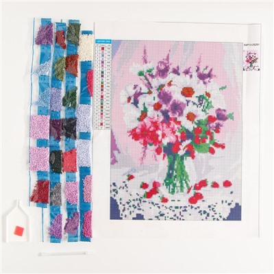 Алмазная мозаика с полным заполнением на холсте «Букет», 30×40 см