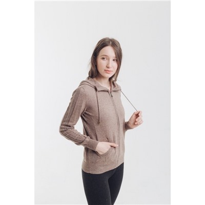 Кофта серая с капюшоном из 100% шерсти яка