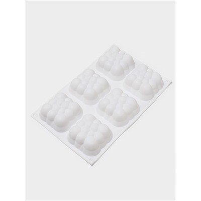 Форма для выпечки и муссовых десертов KONFINETTA «Облако», силикон, 30×18.8×3.5 см, 6 ячеек (7.4×7.4 см), белая