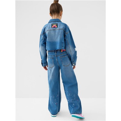 Брюки текстильные джинсовые для девочек