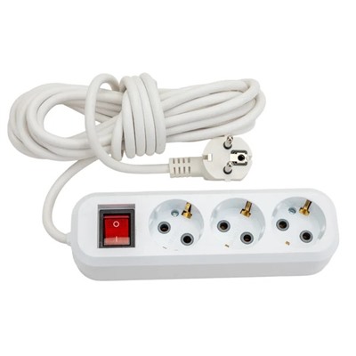 Удлинит.ПВС с зазем.5м 3роз.С ВЫКЛ.