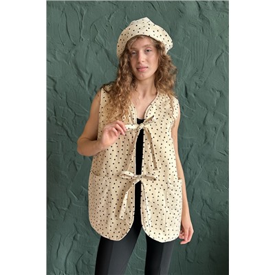 Жилет стеганый  HOME109/03/Бежевый, черный