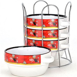 21282 Набор супниц 4 пр на мет подс(420мл) LR (х8)