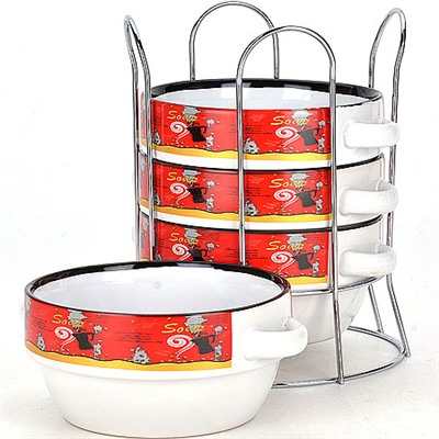 21282 Набор супниц 4 пр на мет подс(420мл) LR (х8)