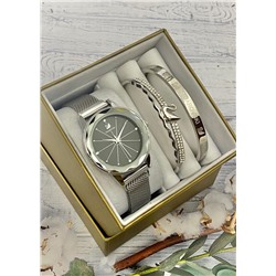 Подарочный набор для женщин часы, 2 браслета + коробка #22853273