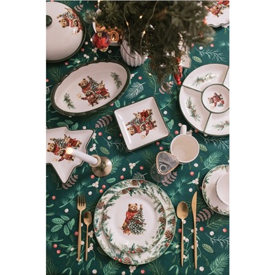 Блюдо для запекания новогоднее Доляна «Сказки зимнего леса», 1.03 л, 28×17.5×4.9 см, доломит, белое