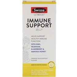 Swisse, Ultiboost, желе для укрепления иммунитета, со вкусом апельсина и маракуйи, 10 стиков, 15 г (0,53 унции) в каждом