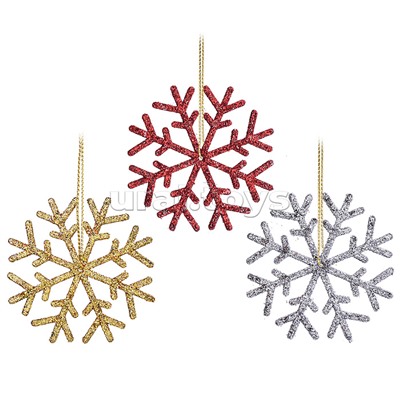 Набор новогодних украшений "Разноцветные снежинки" (3шт х 6см)