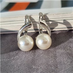 Серьги коллекция "Дубай" покрытие посеребрение, с иск. жемчугом, 37809, арт.947.291