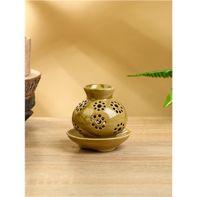 Подсвечник «Кувшин», 9×9×9 см, керамика, горчичный