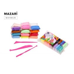 Пластилин супер легкий  24цв. 13 гр. +пластиковые стеки 3 шт M-4194-24 Mazari