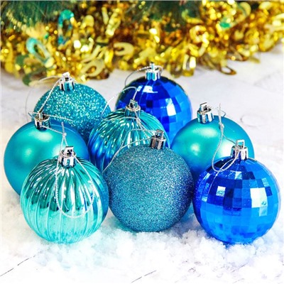 Ёлочные игрушки «Ассорти», шары новогодние, набор 8 шт., d=6 см