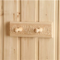 Вешалка для бани и сауны «Русские узоры», 20×2.5×6.5 см, деревянная, настенная, 2 крючка, «Добропаровъ»