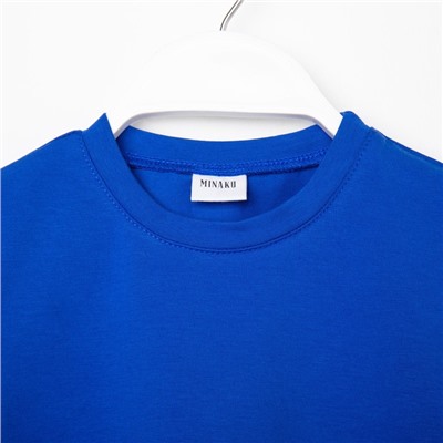 Футболка детская однотонная MINAKU: Basic line, синяя, рост 122 см