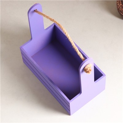 Подарочный ящик «Аром», деревянный, ручка - канат, фиолетовый, набор 3 шт.