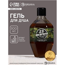 Гель для душа «С 23 Февраля!», 300 мл, аромат пачули и виски, HARD LINE