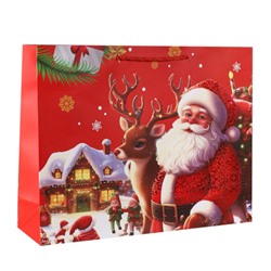 Пакет подарочный Новый год 39х30х11 / 1655-3 /уп 12/360/210г/м2