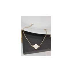 Комплект ювелирной бижутерии Итальянское золото (покрытие желтое 14к) в форме клевера, серьги, кольцо, кулон и браслет, цвет: белый, (сверху на камне наклеена пленка), 17 р, арт.213.085-17