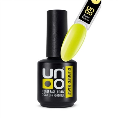 Uno Камуфлирующее базовое покрытие для гель-лака / Color Neon Rubber Base, Neon Yellow, 12 г 20455