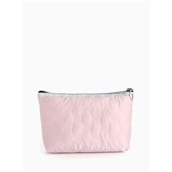 Косметичка на молнии простая, мягкая, розовая