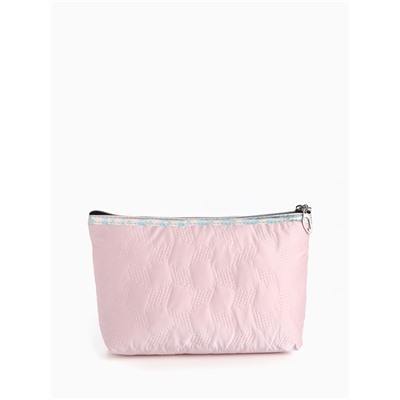 Косметичка на молнии простая, мягкая, розовая