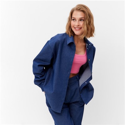 Рубашка женская MINAKU: Jeans Collection, размер 42, синяя