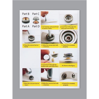 Кнопки установочные, Дельта, d=15 мм, 40 шт., с установщиком, в органайзере, 11.8×8.1×2.3 см, цвет серебряный