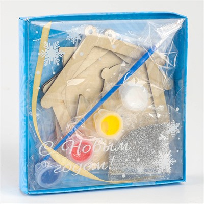 Ёлочная подвеска из дерева своими руками на новый год «Мишка», набор для творчества