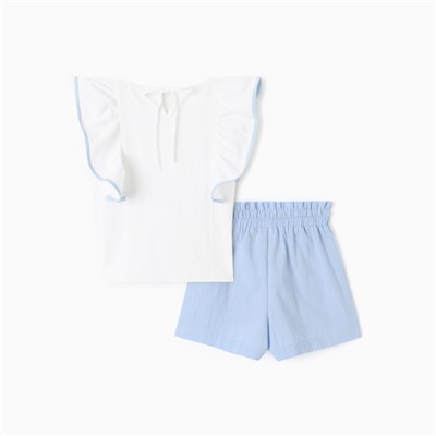 Комплект (Блузка и шорты) для девочки MINAKU, голубой, рост 122 см