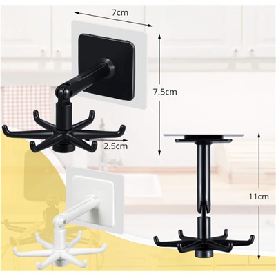 Крючок складной вращающийся самоклеющийся / HJ006white /уп 200/ белый