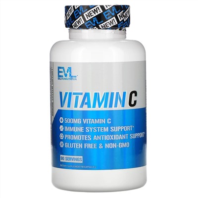 EVLution Nutrition, Vitamin C, 500 mg, 90 Capsules
