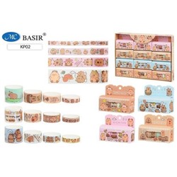 Набор клейкой ленты  "КАПИБАРА" 4 шт. декоративная асcорти ( 1/3смх4м, 1/2смх1м, 1/1,5смх1м, 1/1смх1м - 1 шт) KP02 Mazari