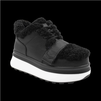 Ботинки на меху из натуральной кожи ZD8 черные