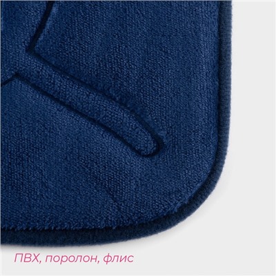 Коврики для ванной и туалета Доляна «Тропики», 2 шт., 40×50, 50×80 см, синие